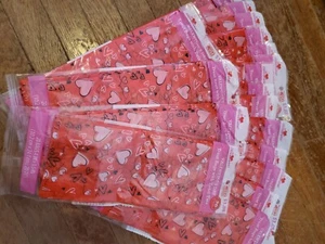 360 sacchetti per trattamenti di San Valentino, 4 pollici x 9,5 pollici, cuori rosa, NUOVO - Foto 1 di 3