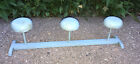 VTG Wood Painted Blue Hat Wig Rack Store Display Stand 3 Hats! 30" Mad Hatter
