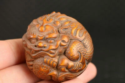 chinese boxwood handmade Qilin Pixiu kirin Figure statue netsuke collectable - Image 1 of 4