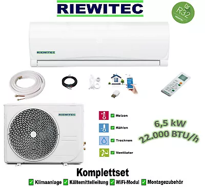 Split Klimaanlage CS-61V3G RIEWITEC 6,5 KW  22000 btu  5m K-Leitung, WiFi, A++ - Bild 1 von 4