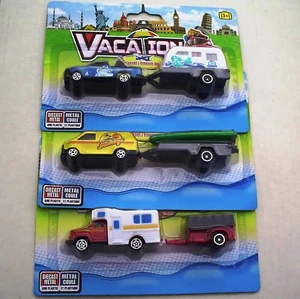 Vacation Camping NEW Playsets Truck/Camper, Camper/Trailer, Van/Boat 1:64 Scale - Bild 1 von 26