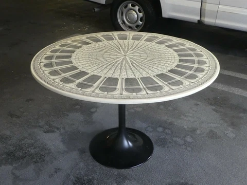 NEOCLASSICAL FORNASETTI BLACK AND WHITE COLISEUM DINING TABLE Cover