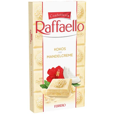 FERRERO RAFFAELLO TAVOLETTA DI CIOCCOLATO BIANCO CON COCCO E MANDORLA - Imagen 1 de 2