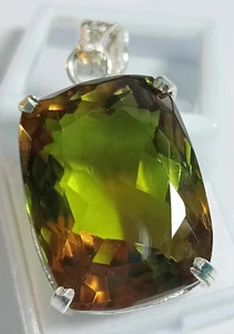Ciondolo in argento massiccio 925 taglio fantasia alessandrite cambio colore 100+ ct gemma - Foto 1 di 7