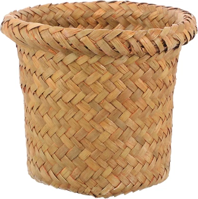 Cestino per Rifiuti in Vimini Intrecciato in Alghe Pattumiera Rustico Contenitor - Immagine 1 di 4
