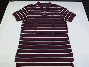 Polo Ralph Lauren Men’s Short Sleeve Polo Shirt Maroon Striped Size M #6466 - Picture 1 of 6