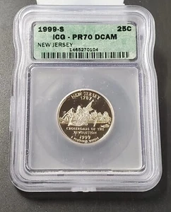 1999 S New Jersey State Statehood Quarter Coin PF70 DCAM ICG - Picture 1 of 2