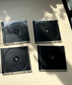 4 UNUSED, Jewel cases for DVDs or CDs. Black backed. Good condition. - Afbeelding 1 van 3
