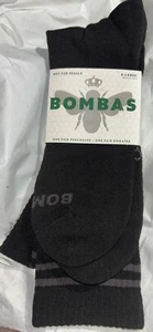 Neu Bombas Socken Crew Kalb schwarz grau Wabenstreifen Biene S - Bild 1 von 2