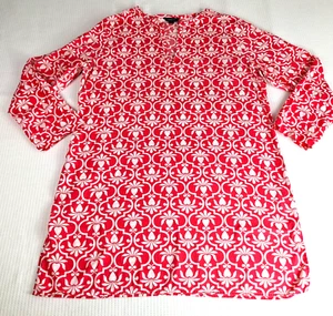 Abito tunica donna vintage Lands End taglia L 14 16 rosa caftano leggero Hong Kong - Foto 1 di 19