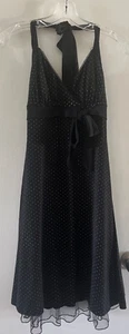 Trixxi Womens Black Polka Dot Fit & Flare Lined Midi Sleeveless Dress Size M - Picture 1 of 7