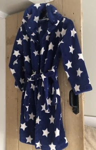 John Lewis Kids Unisex Dressing Gown Blue With Stars Age 9 Hooded - Picture 1 of 6