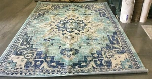 TEAL / NAVY 9' X 12' Pulled Threads Rug, Reduced Price 1172641167 MAD473K-9 - Picture 1 of 4