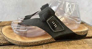 Clarks Black Sandals Slides Summer Shoes Leather Thong Women’s Sz 10 - Picture 1 of 6