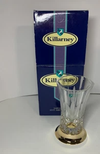 Vintage Killarney Crystal Glass Vase 6'' Hand Cut Original With Box - Picture 1 of 5