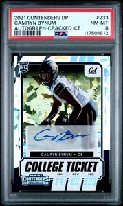 2021 Contenders CRACKED ICE DP SP CAMRYN BYNUM AUTO /23 RC PSA 8 College Ticket - Bild 1 von 3