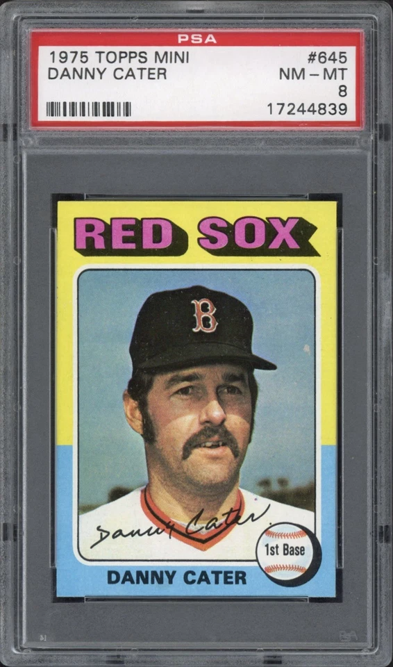 1975 Topps Mini Danny Cater #645 PSA 8 NM-MT Boston Red Sox  - Image 1 of 2