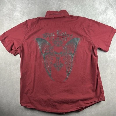 Y2K Blac Label 1968 Red Short Sleeve Button Up Shirt Mens XL Grunge Goth - Image 1 of 4