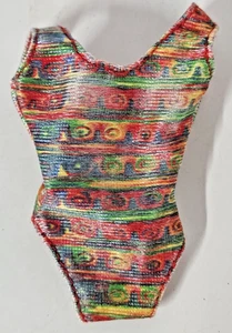 Traje de baño Barbie vintage 1993 multicolor metálico de una pieza etiqueta genuina Mattel - Imagen 1 de 3