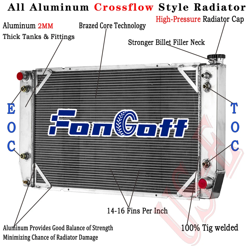 CU1696 4 Row Aluminum Radiator For 1988-2000 Chevy GMC C/K 2500 3500 7.4L 454 V8 Foto 1 de 4