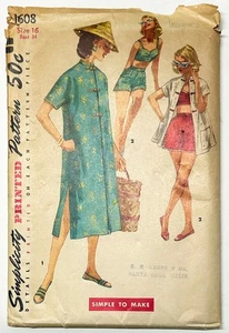 1950s Simplicity Pattern 1608 Misses' Two-piece Playsuit & Coat Size 16 UNCUT - Picture 1 of 2