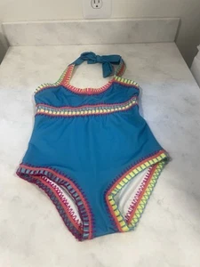 PLATINUM SWIMWEAR SOLANGE FERRARINI CROCHET RAINBOW RIBBED ONE PIECE*GIRL'S 8 - Picture 1 of 8