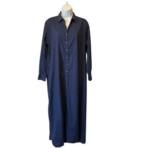 Xirena Maxi shirt dress XS Navy blue 100% Cotton Long sleeves Button front - Picture 1 of 10