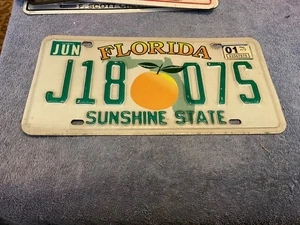 Florida License Plate Sunshine State 2001 J18 07S - Picture 1 of 2