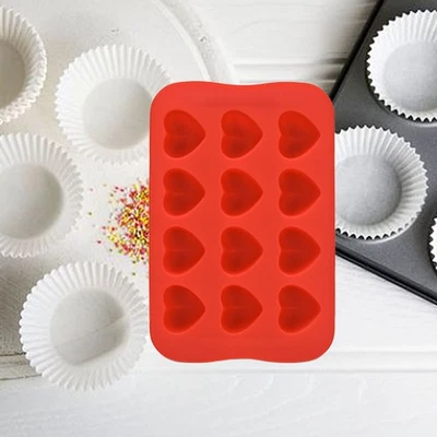  DIY 12 Cavities Ice Cube Tray Love Heart Shaped Ice Making Mold Chocolate Mould - Image 1 of 4