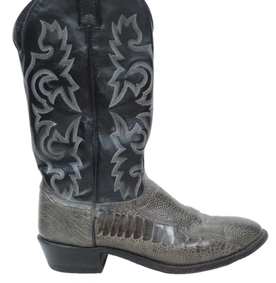 J. Chisholm Ostrich Leg Skin Cowboy Boots Men Size 10.5 EE Wide T10139 Made USA - Image 1 of 4