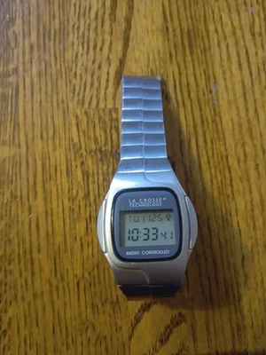 Reloj digital vintage La Crosse Technology radiocontrolado para hombre plateado WT-961 Foto 1 de 4