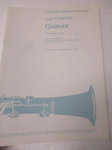 Carl Stamitz Quartet in D Major for 4 Clarinets Sheet Music Jacques Lancelot - Picture 1 of 8