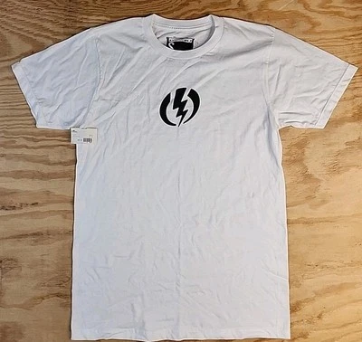 Camiseta de algodón blanca con logotipo eléctrico pequeña para hombre Foto 1 de 4