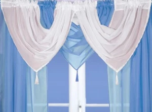 Voile Swags - Tassled - All Colours - Net Curtains Voile Curtains 22 x 18 " - Picture 1 of 1