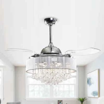 Parrot Uncle 42-in Chrome LED Indoor Chandelier Ceiling Fan with Light Remote - Image 1 of 2