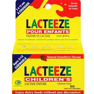 Lacteeze Childrens 100 chewable Tablets Strawberry by Gelda Scientific - Picture 1 of 1