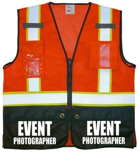 Event Photographer Survivor Safety Vest with Reflective logo front and back - Picture 1 of 38