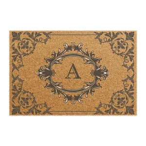 Monogrammed Outdoor Welcome Door Mat Rug 24" × 16" Natural Fiber Made in the USA - Picture 1 of 30