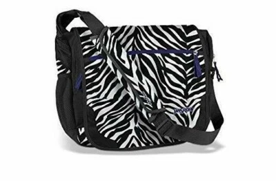 Jansport Elefunk Cosmo Zebra Stripe Purple Trim Laptop Messenger Bag Backpack - Image 1 of 4