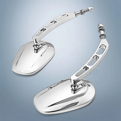 Chrome Rear-View Mirrors For Harley Road Street Glide Sportster Dyna Softail FL - Image 1 of 4