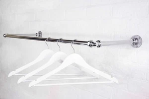 Clothes Rail Rack Heavy Duty Wardrobe Storage Industrial Chrome Metal Steel - Picture 1 of 3
