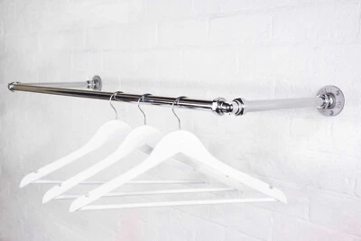 Clothes Rail Rack Heavy Duty Wardrobe Storage Industrial Chrome Metal Steel - Image 1 of 3