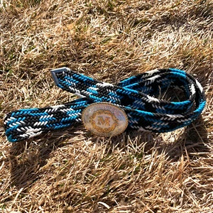 Vtg Montana Silversmiths Belt Braided Nylon Silver Engraved Gold Initial Buckle - Picture 1 of 14