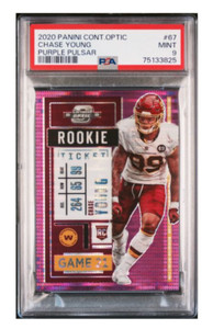 Chase Young 2020 Panini Contenders Optic Purple Pulsar Rookie Prizm /21 PSA 9