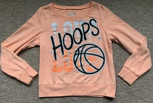 Justice Sweatshirt Basketball Hoops Orange Black Silver Girl Size 10  - Picture 1 of 8