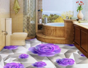 3D Fashion Purple Roses 7 Floor WallPaper Murals Wall Print Decal AJ WALL CA - Picture 1 of 6