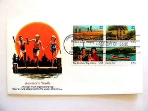 October 7th, 1985 "America's Youth" First Day Cover Plate Block - Picture 1 of 4