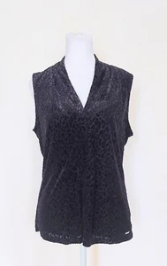 Calvin Klein Womens Size Medium Sleeveless Top Black Shimmer Animal Print - Picture 1 of 7