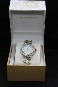 CHARTER CLUB DAMEN UHR SILBERFARBEN NEU MIT ETIKETT & BOX TOP - Bild 1 von 9