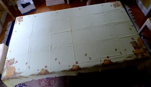 Vintage California Handdrucke Tischdecke gelb Herbst Design 94" x 60" - Bild 1 von 11